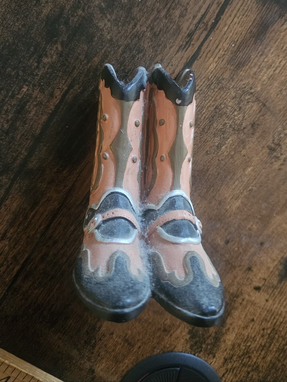 Vintage 1998 Home Interiors Beige And Black Western Boot Figurine